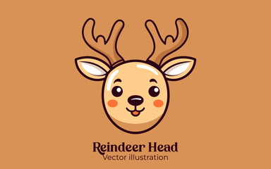 Obraz na płótnie Canvas A Christmas cartoon character, cute reindeer head vector for Happy winter holiday celebration