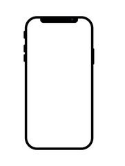 Illustration of a modern phone with black outline on a white background