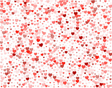 Red heart elements pattern. Friendship symbols. Romantic beautiful hearts scatter vector.