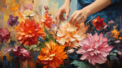 A palette knife creating intricate textures on a painting