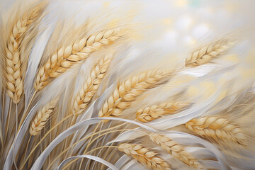 Wheat field. Ears of golden wheat, close up. Art Design