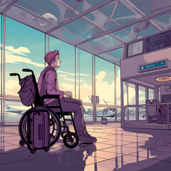Obraz premium Travelling with a wheelchair AI generated series 