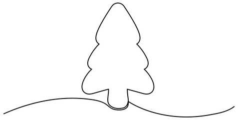 Christmas tree continuous line drawing. Vector illustration isolated on white background.
