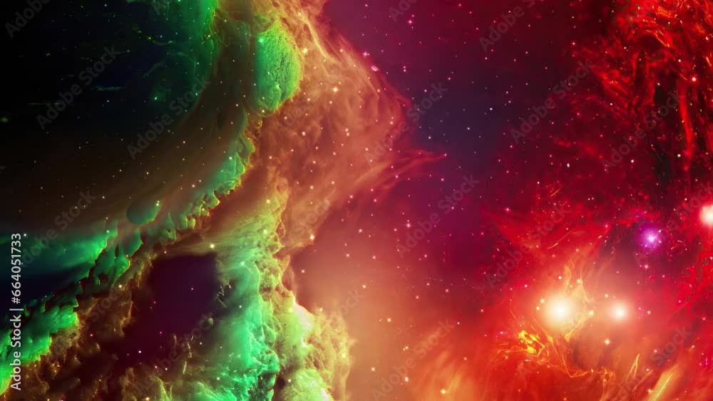 Wall mural galaxy and nebula. acid color abstract space background. endless universe with stars and galaxies in