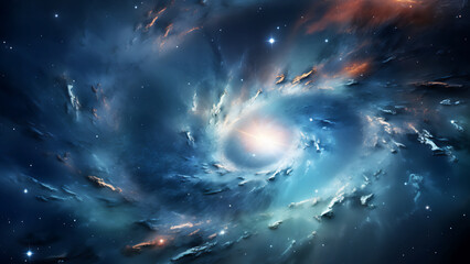 Exploring the Beauty of a Spiral Galaxy and the Starry Universe,Universe filled with stars, nebula...