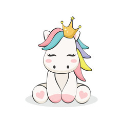 Cute pony  isolated on white background. Vector illustration