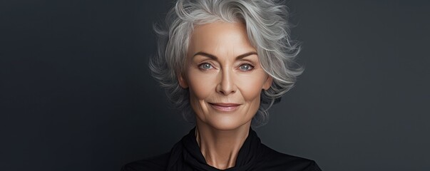 Skin care beauty smiling old woman. Make up and cosmetics . Generative ai - obrazy, fototapety, plakaty