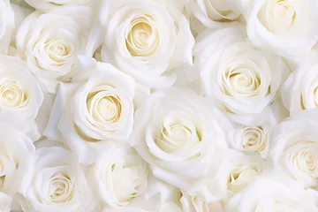 Deurstickers white roses natural pattern seemless © Aldis