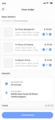 Fast Food and take away, delivery food, Pizza Restaurant Blue Mobile App Ui Kit Template