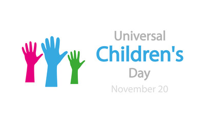 Fototapeta premium Children day universal hands typography, vector art illustration.