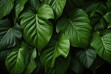 Background wall of tropic vibrant green foliage.