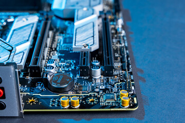 modern powerful and fast motherboard with connectors for HDMI and USB