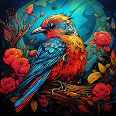 Naklejka premium birds on a branch