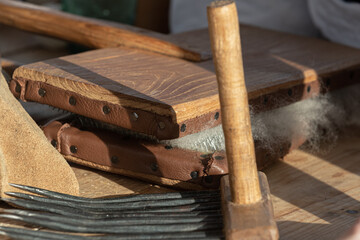 Antique wooden carding tools - a nod to traditional craftsmanship in wool processing