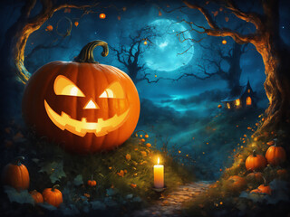 big pumpkin spooky background