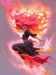 beautiful little witch with fiery hair