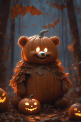 cute evil pumpkin bear