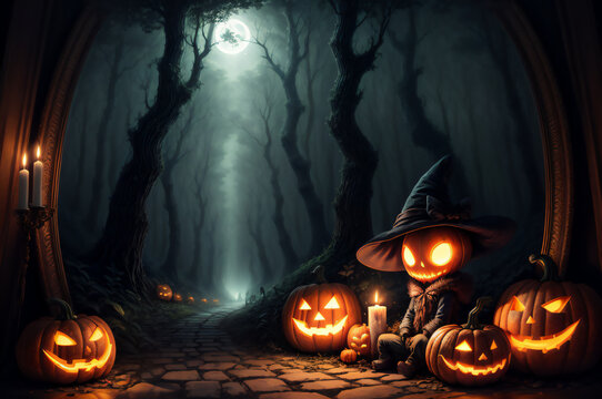 cute pumpkin girl halloween