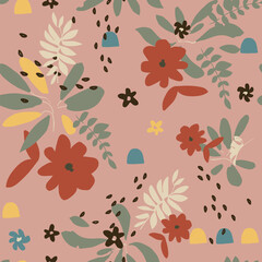Classic style background hand drawn, doodle, floral, daisies. large, abstract artistic flower buds. Simple summer botanical in trendy flat design. Textile, fabric and fashion. Sketchy floral print.
