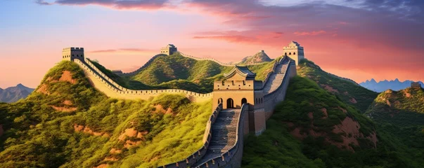 Fototapete Chinesische Mauer The great wall of China. Generative ai