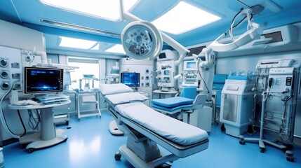 Medical devices for neurosurgery, Modern equipment in operating room.