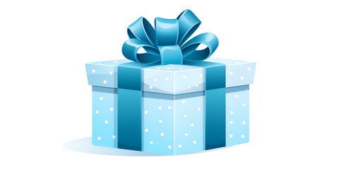Illustration blue gift box present isolated on white background