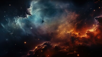 Nebula, starry space on horizon.