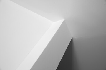 Abstract white architecture background, walls with corner and ceiling, black and white