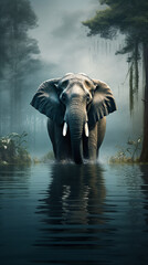 Elefante no lago 