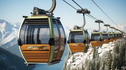 Ropeway Trolleys on the mountain.