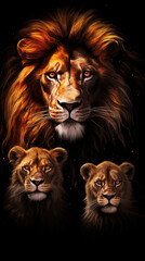 Naklejka premium família de leões 