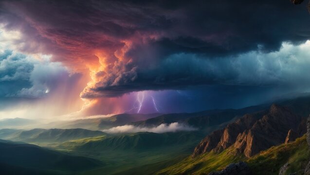 Epic dramatic storm cell as seen from high on a mountain