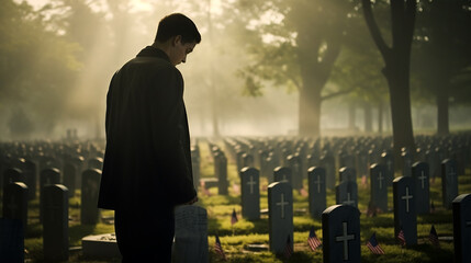 homem fazendo oração em cemitério 