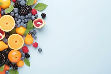 fruit and berries on light background. vitamin food concept