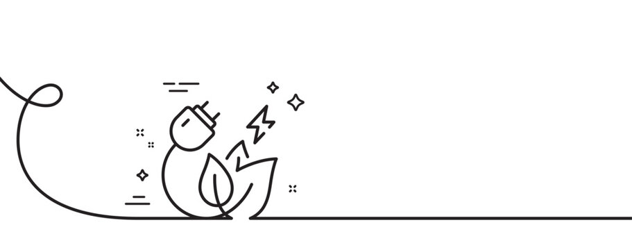 recommend clip art: Green energy line icon. Continuous one line with curl. Electric power sign. Renewable electricity symbol. Green energy single outline ribbon. Loop curve pattern. Vector