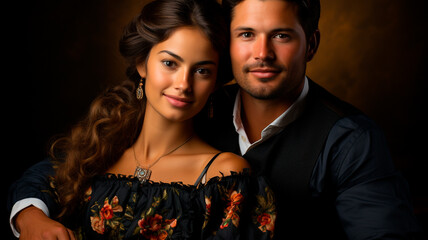 portrait of beautiful and young couple in love