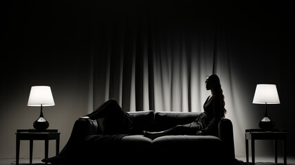 A minimalist, high-contrast studio setup for dramatic black and white portrait photography