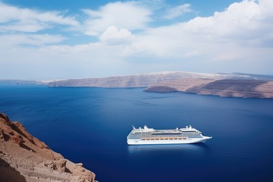 Beautiful landscape. Cruise liner