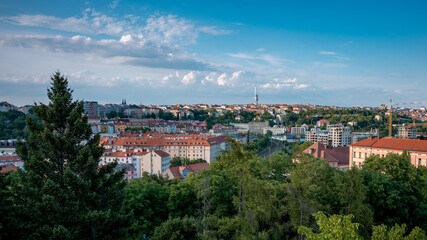 Fototapeta na wymiar Prague panorama in the afternoon with blue sky. 