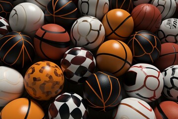Balls for basketball and football. Generative AI