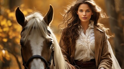 Obraz premium Young woman riding a horse