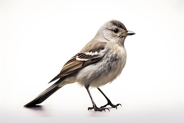 A white throated flycatcher isolated on a white background