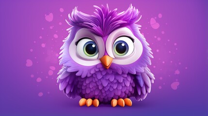 a purple owl with big eyes