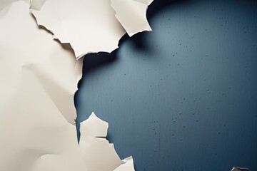 torn hole in paper on blue background