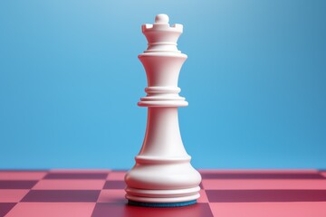 a white chess piece on a checkered surface