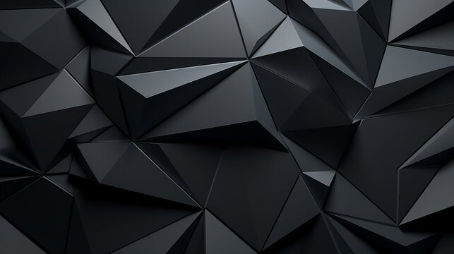 Black 3d abstract background, geometric triangle shapes © Artyom