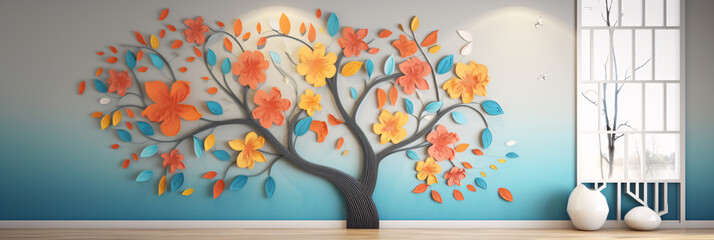 Blossoming Dimensions  The Confluence of Nature and 3D Artistry Embellishing Interior Spaces