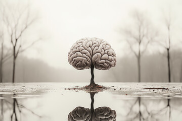 neurology life, a tree made of human brain, representation of neuroscience