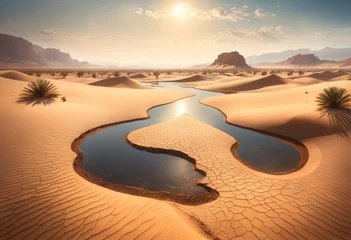 Tragetasche Cracked ground of a dried up lake or river in the desert as result of drought and extreme heat. Rivers and lakes worldwide are running dry. No freshwater for people to drink. Dries, Global drought © useful pictures