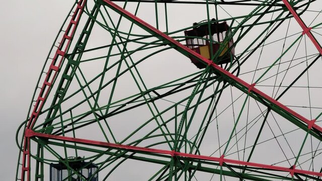 Telephoto Shot of Ferris Wheel at Coney Island Amusement Park During Day